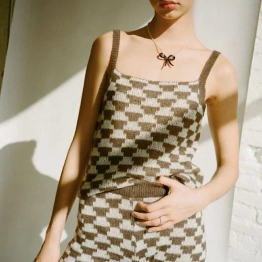 Lisa Says Gah Two-Piece Knit Set Lucinda Indie Sleaze Brown Cream M/L